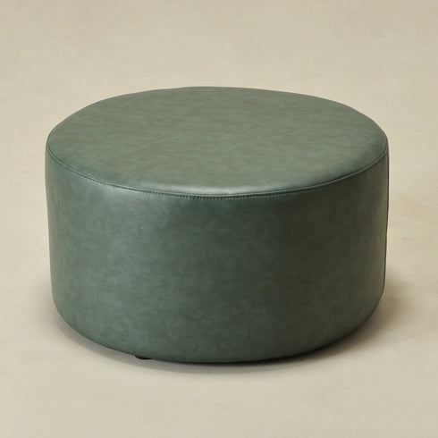 Elof Faux Leather Ottoman - Elegant Round Ottoman | Multi-Functional Footrest | Kinwell Furniture | Modern Living Room Decor